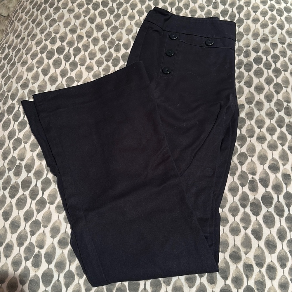 Cabi navy side zip flare with button detail